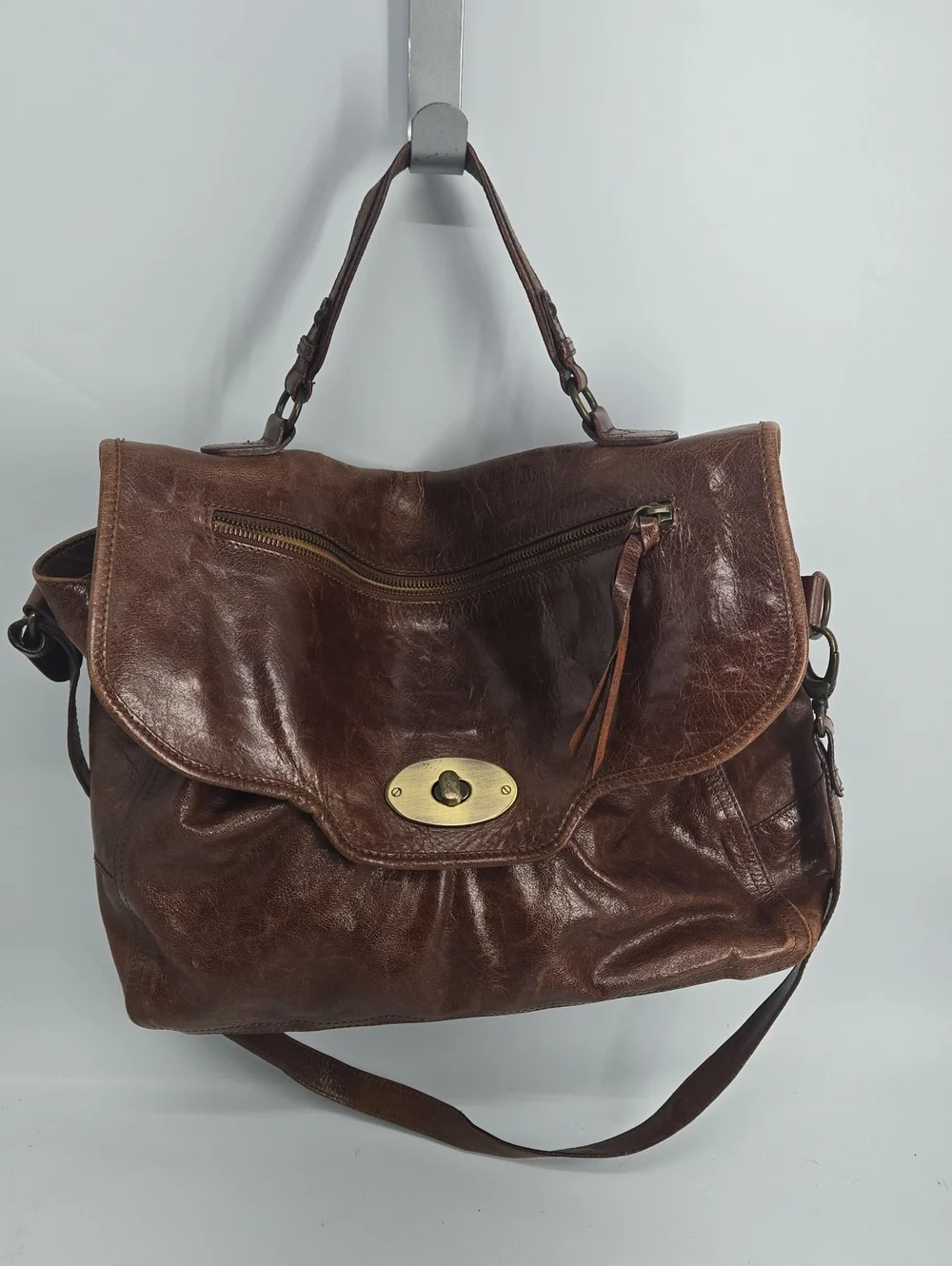 Maurizio Taiuti Brown Leather Satchel Made In Italy